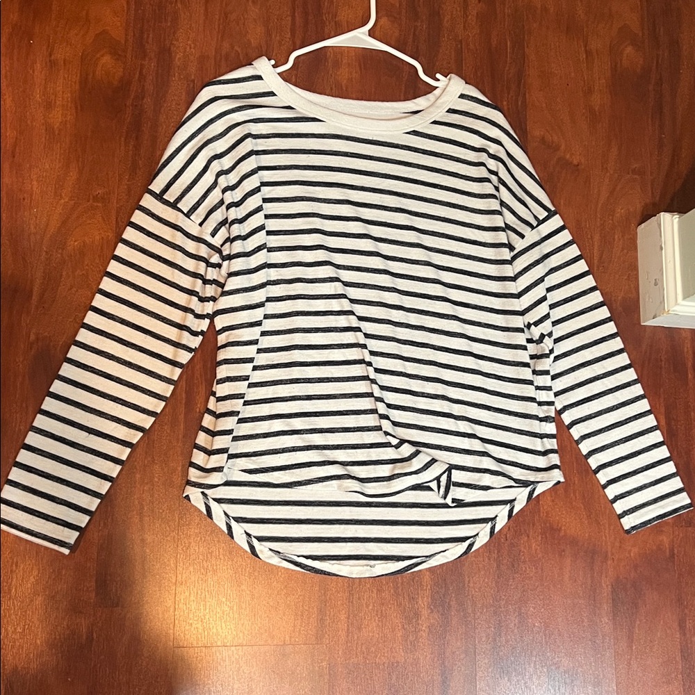 size large time and true striped long sleeve